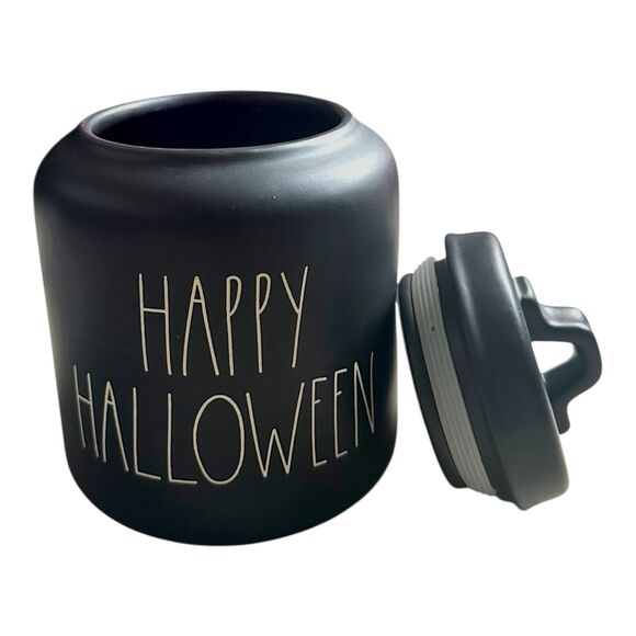 Rae Dunn Happy Halloween Matte Black Canister First Edition - 2018 Rare - Picture 5 of 16